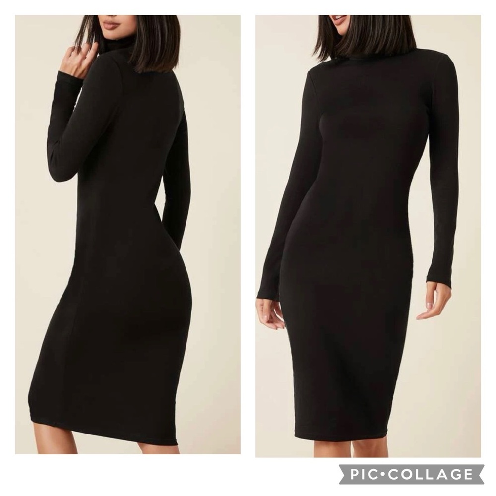 SHEIN BASICS Black Cotton High Neck Solid Bodycon Dress
Size XL for size 12-14